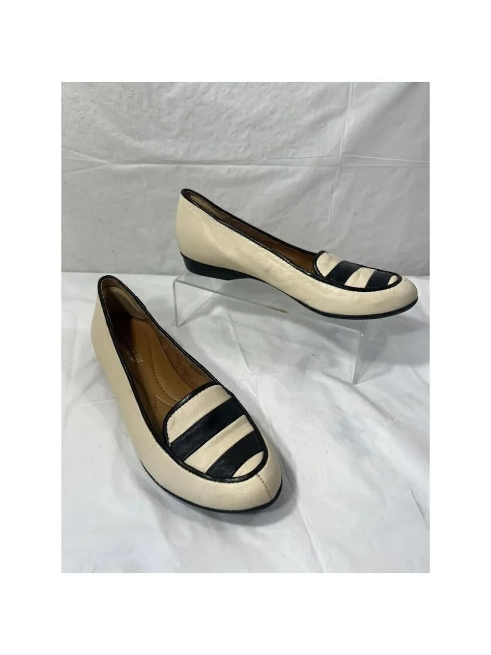 Naturalizer Women's Simone Loafer Flats Slip On Size 7 N Cream Black Striped